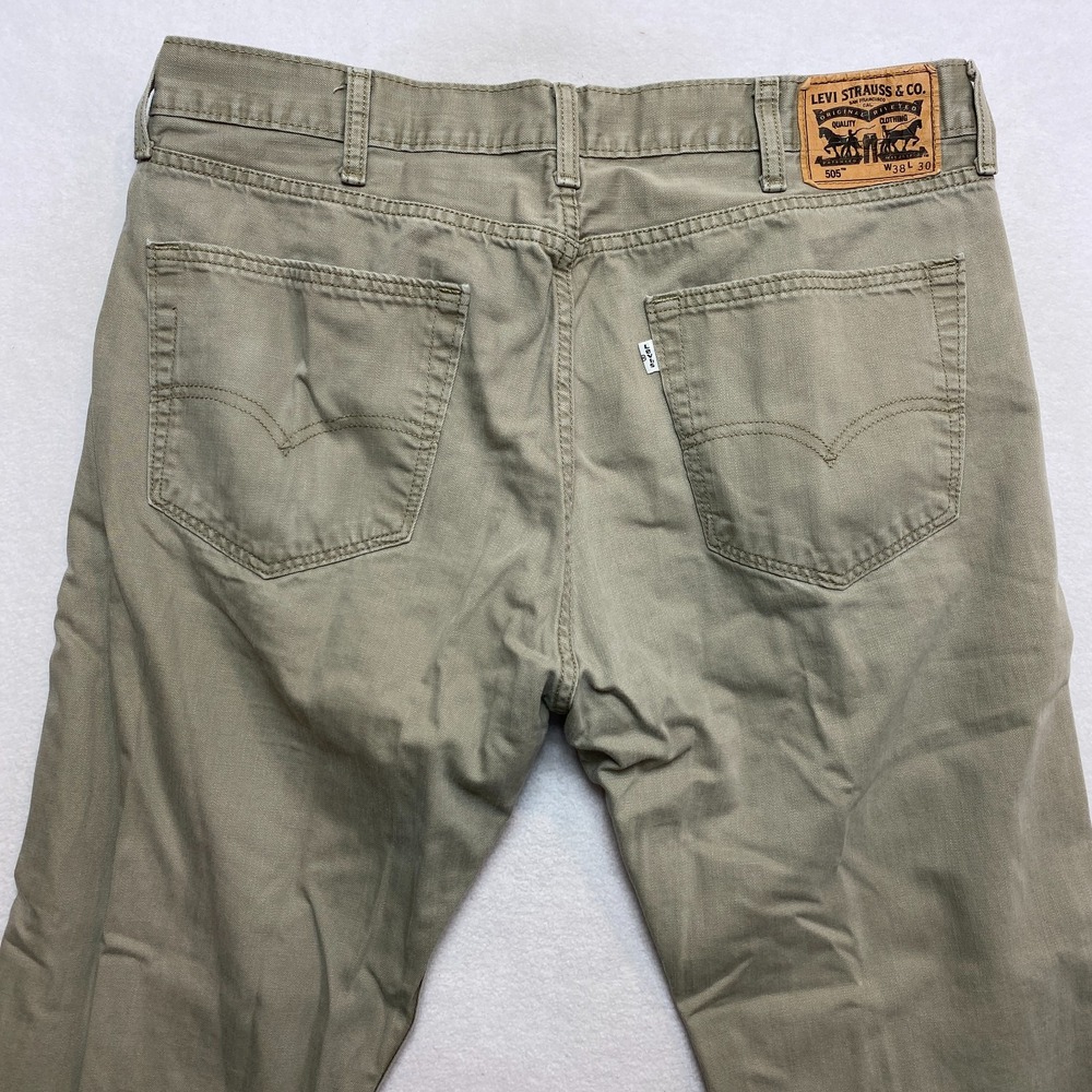 Levi's 505 Jeans Mens 38 Tan Denim Pants Five Pocket Straight Leg - Picture 9 of 10